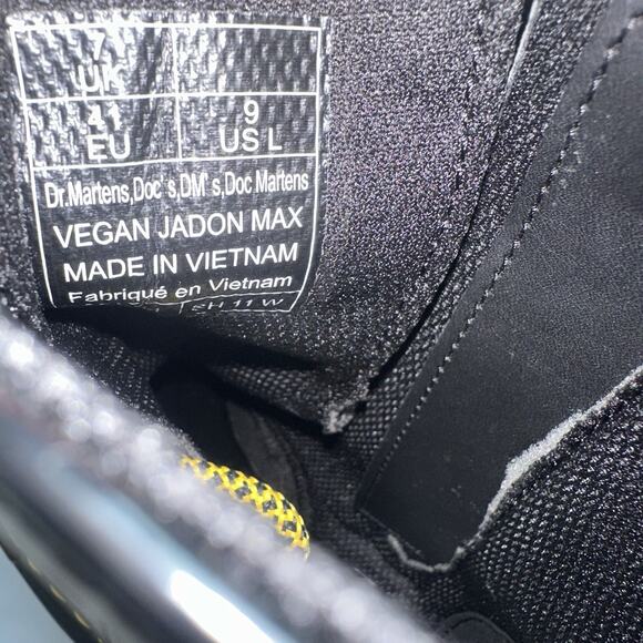 Dr Martens Jadon Max Boots Womens Size: 9 Vegan Leather Black /Yellow New - Picture 4 of 5